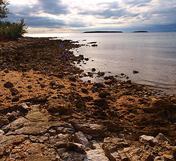 Beach Cisterna and Bačvice Bay, Rovinj, Rovinj