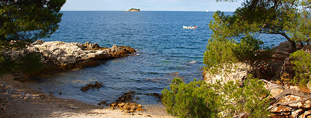 Spiaggia Baia Koronsun - Capo Rusi, Rovinj Rovinj panorama